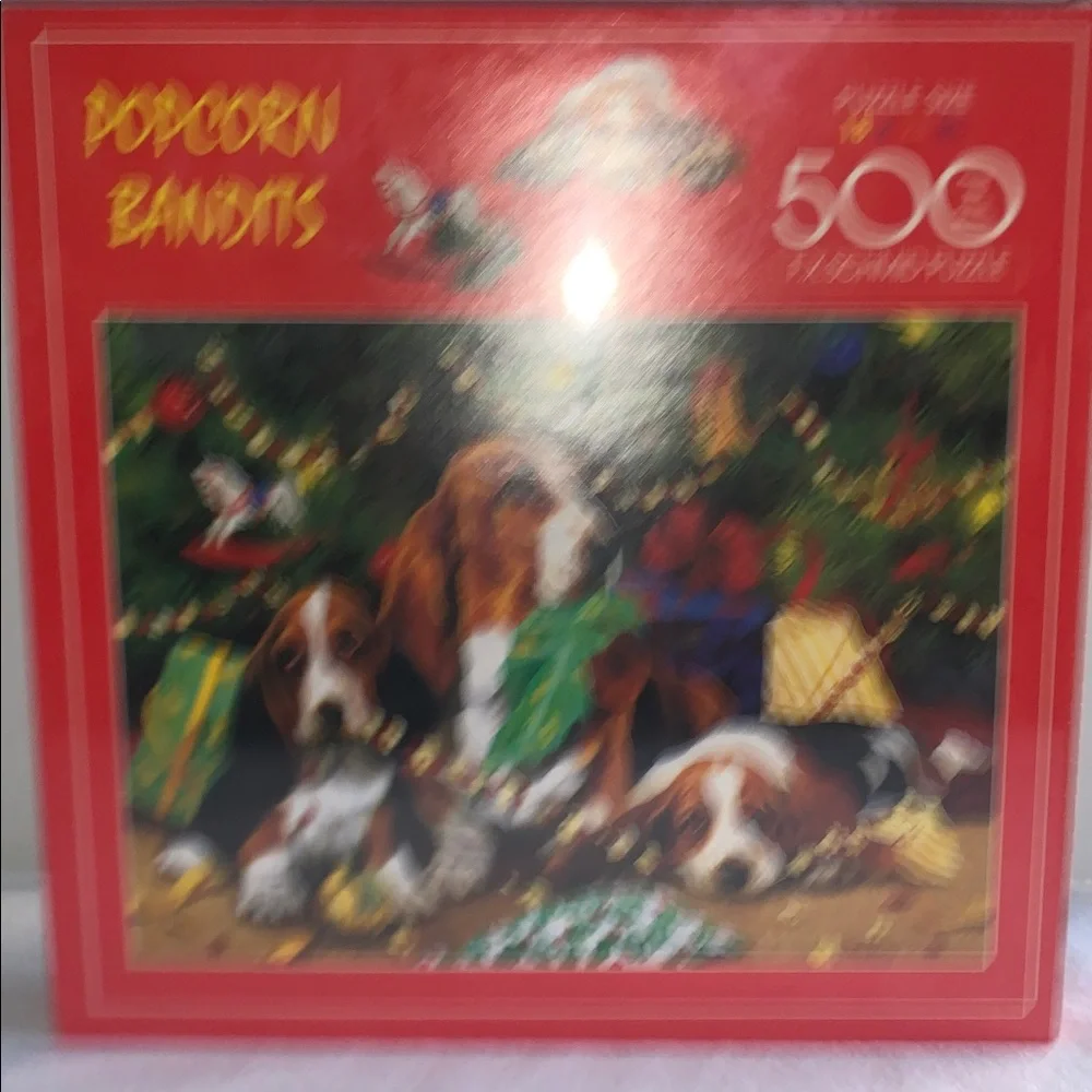 Puzzle F.X. SCHMID,  PopCorn Bandits  500 Piece Beagle Dog Christmas  NEW